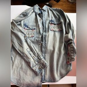 Forever 21 Men Denim Button Down Shirt